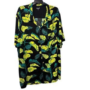 KS Island Men's 4XL Tall Tropical Palms Beach Hawaiian Button Shirt NWT Black